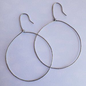 Hoops Earrings Silver Tone Hammered
